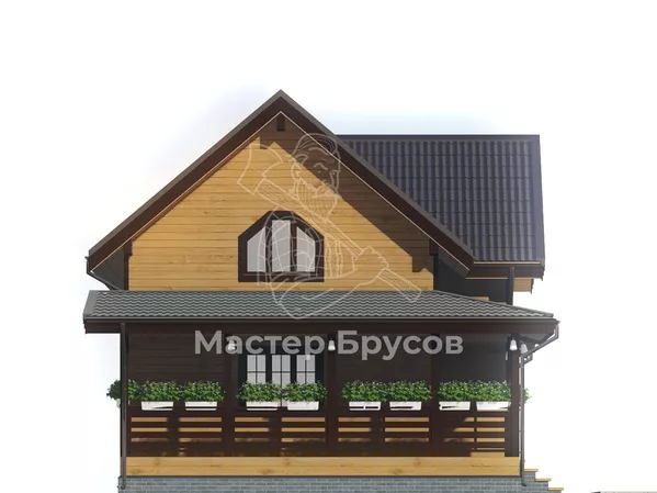 Дом из бруса в «тёплый угол» «Алтай» фасад 2