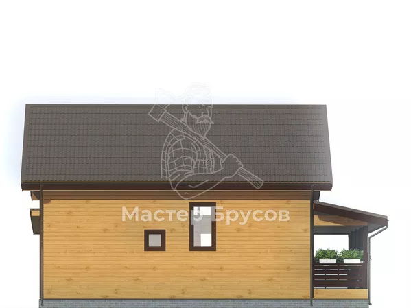 Дом из бруса в «тёплый угол» «Алтай» фасад 3