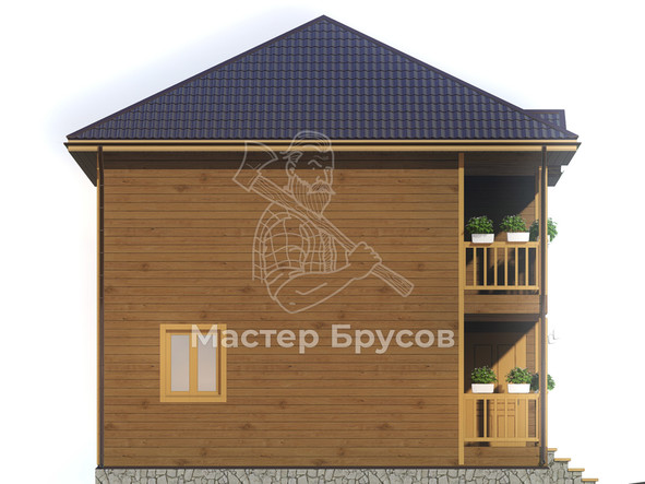 Дом из бруса в «тёплый угол» «Астрахань» фасад 2