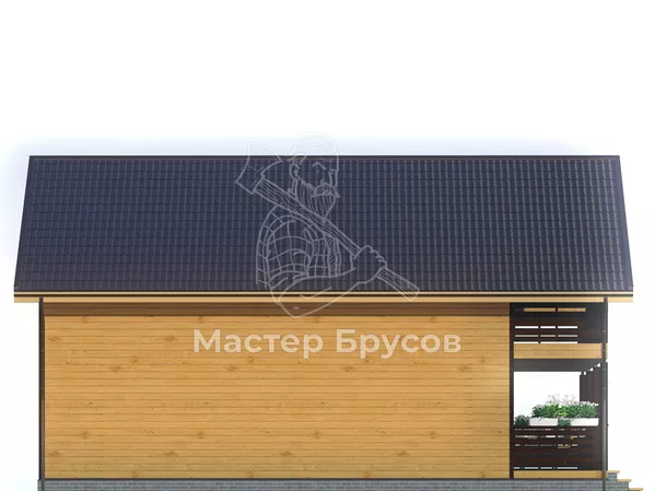 Дом из бруса в «тёплый угол» «Тверь» фасад 2