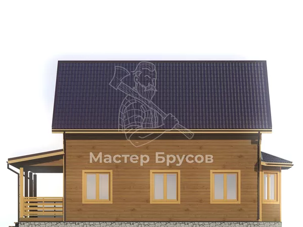 Дом из бруса в «тёплый угол» «Серпухов» фасад 2