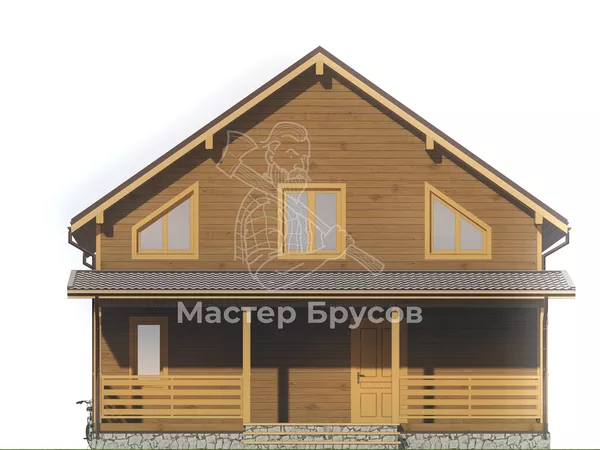 Дом из бруса в «тёплый угол» «» фасад 3