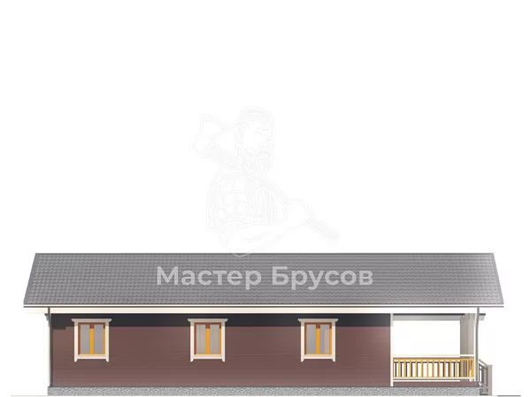Дом из бруса в «тёплый угол» «Архангельск» фасад 2