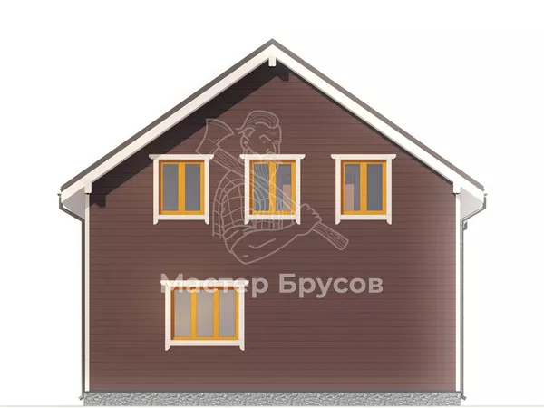 Дом из бруса в «тёплый угол» «» фасад 3