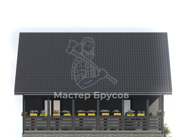 Дом из бруса в «тёплый угол» «Алтай» фасад 2