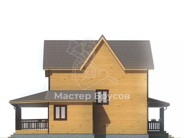 Дом из бруса в «тёплый угол» «Калуга» фасад 3