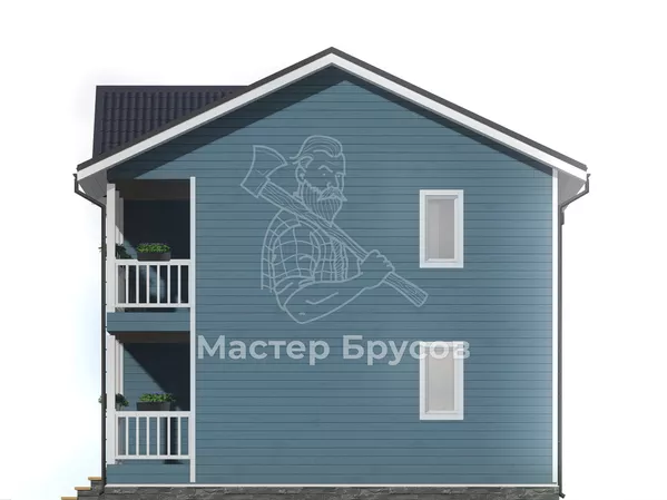 Дом из бруса в «тёплый угол» «Анапа» фасад 4