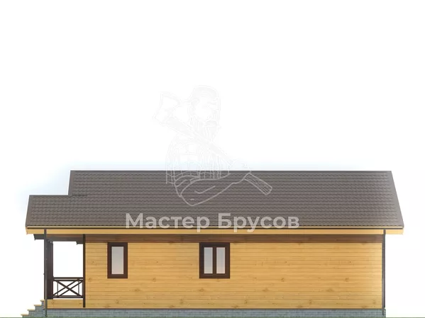 Дом из бруса в «тёплый угол» «Алтай» фасад 3