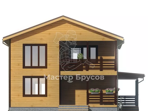 Дом из бруса в «тёплый угол» «» фасад 1