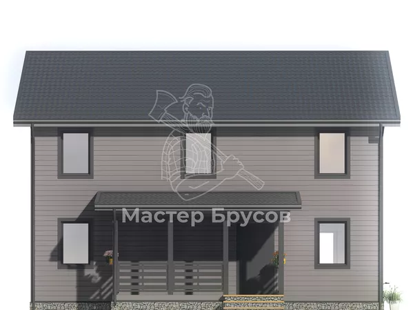 Дом из бруса в «тёплый угол» «Саратов» фасад 2