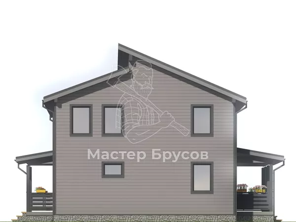 Дом из бруса в «тёплый угол» «» фасад 3