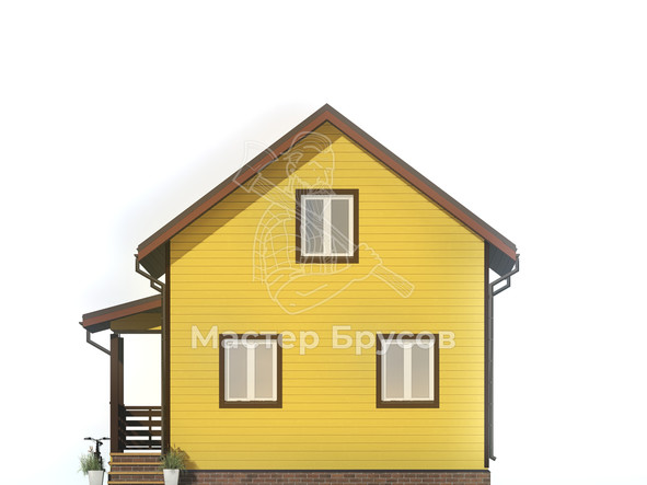 Дом из бруса в «тёплый угол» «Мурманск» фасад 1