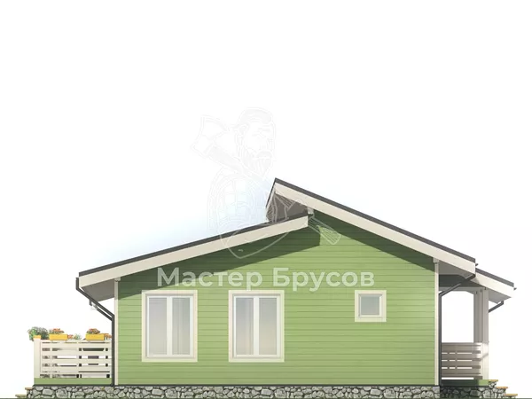Дом из бруса в «тёплый угол» «» фасад 3