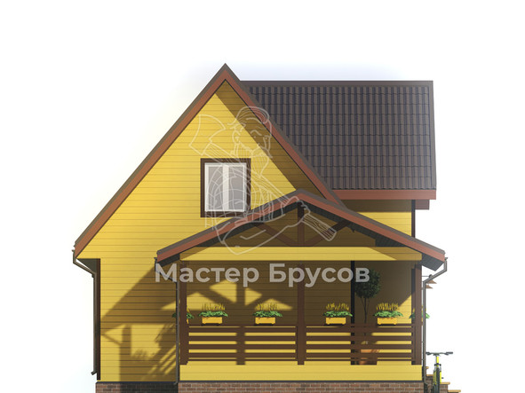 Дом из бруса в «тёплый угол» «Петергоф» фасад 2