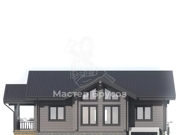 Дом из бруса в «чашу» «» фасад 3