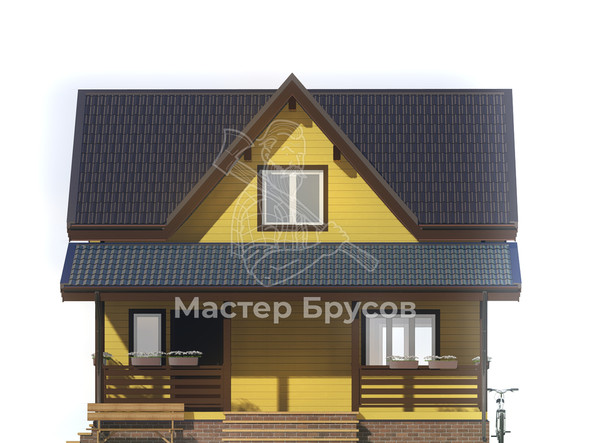 Дом из бруса в «тёплый угол» «Тверь» фасад 1