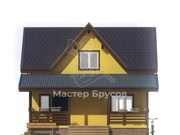 Дом из бруса в «тёплый угол» «Волжский» фасад 1