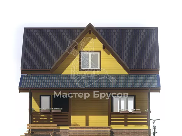 Дом из бруса в «тёплый угол» «» фасад 1