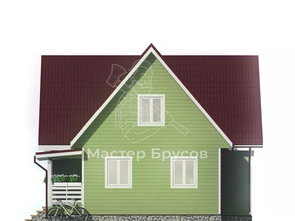 Дом из бруса в «тёплый угол» «Выборг» фасад 4
