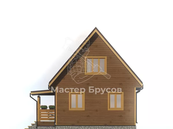 Дом из бруса в «тёплый угол» «Вологда» фасад 4