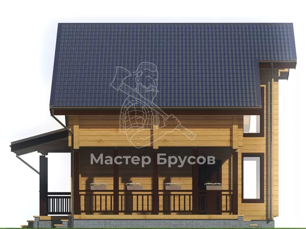 Дом из бруса в «чашу» «Элиста» фасад 2
