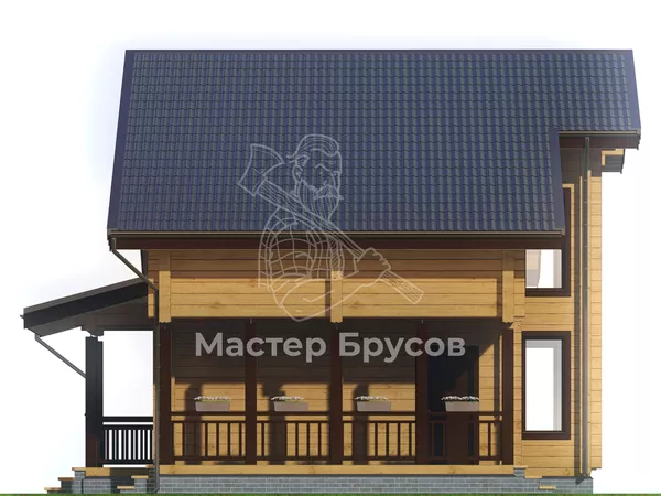 Дом из бруса в «чашу» «» фасад 2