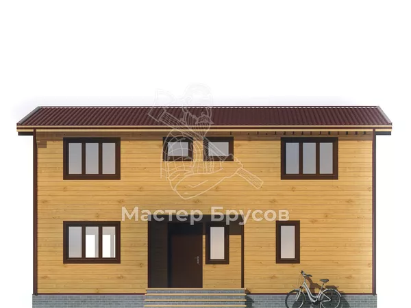 Дом из бруса в «тёплый угол» «Зеленоград» фасад 1